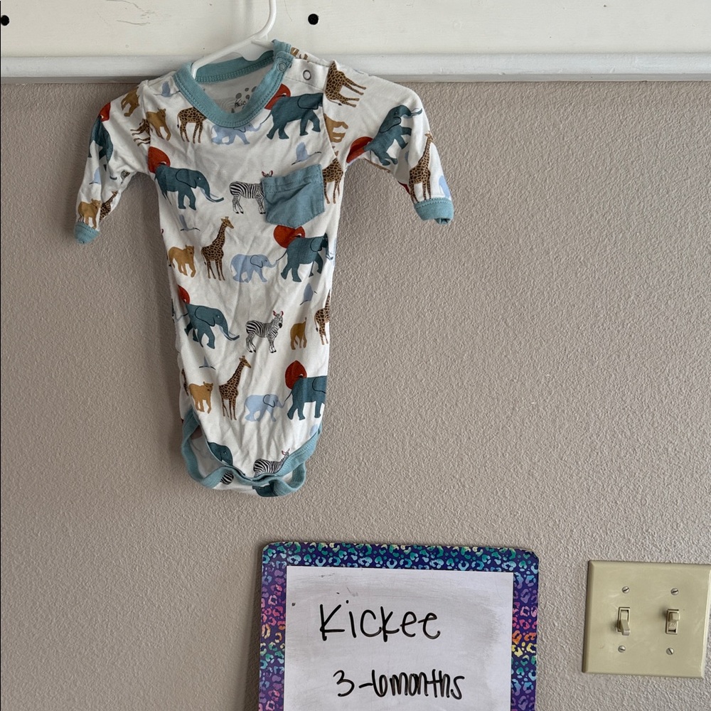 Kickee Pants Safari Animal Print Bodysuit - Blue and Brown - Picture 1 of 5